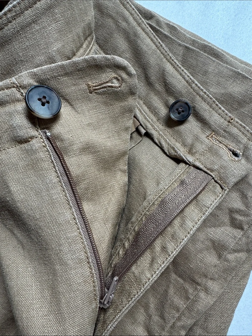 Banana Republic High Rise Linen Wide Leg Pleated Trouser Pants Womens 10L Tan